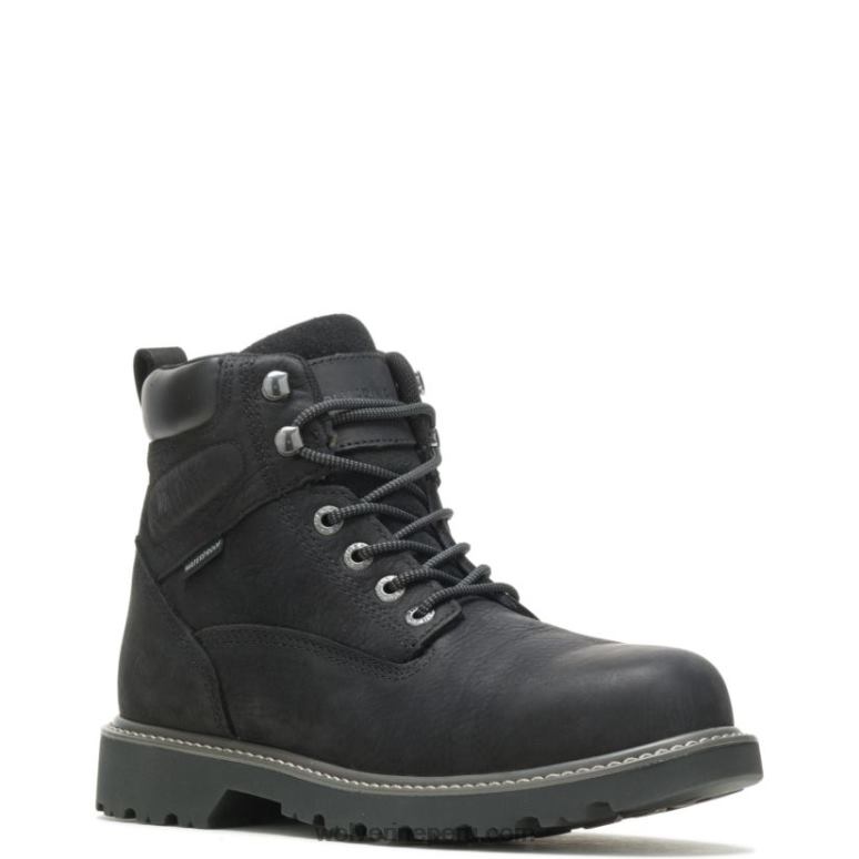 hombres L24N12 Wolverine negro Bota de trabajo Floorhand impermeable con punta de acero de 6" - Imagen 2