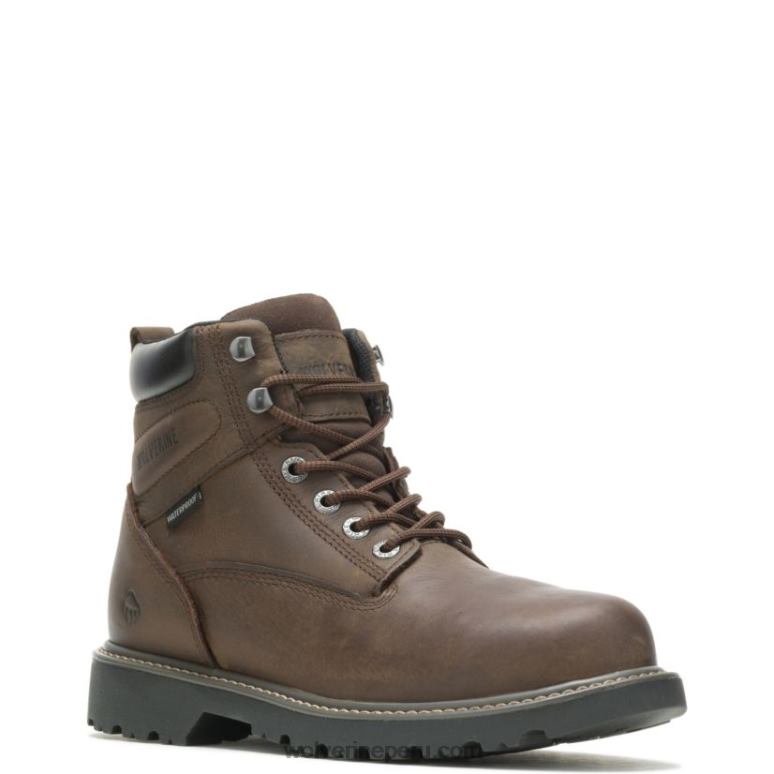 hombres L24N13 Wolverine marron oscuro Bota de trabajo Floorhand impermeable con punta de acero de 6" - Imagen 2