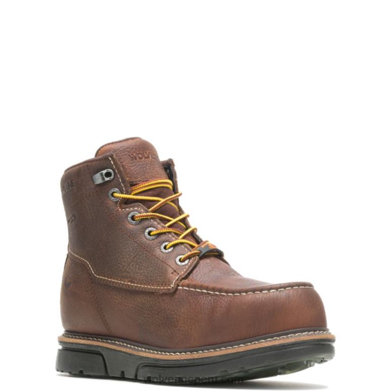 hombres L24N195 Wolverine marrón bota de trabajo i-90 durashocks moc-toe 6" - Imagen 2