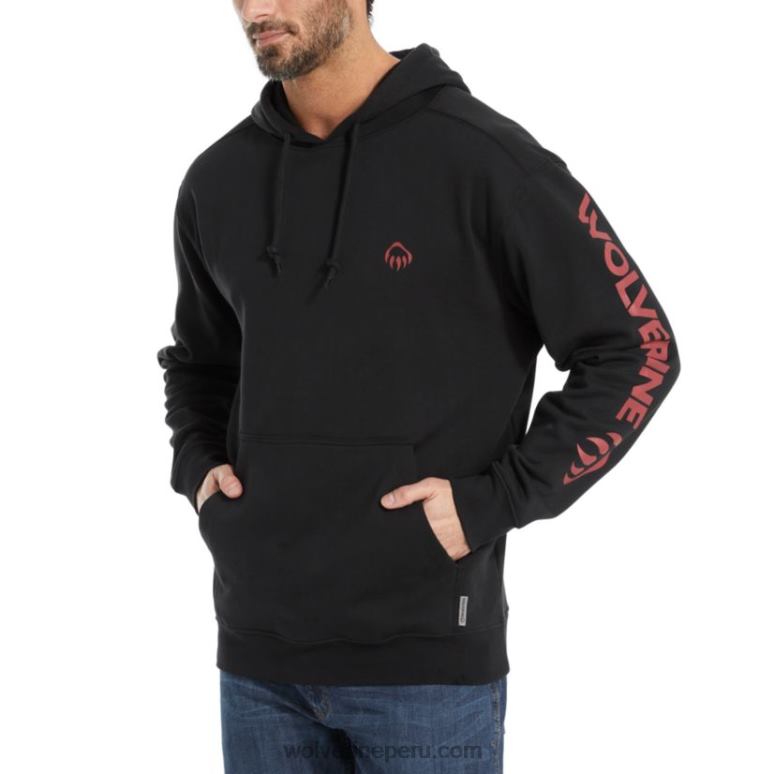 hombres L24N234 Wolverine negro logo gráfico en la manga con capucha - Imagen 2