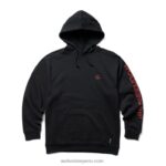 hombres L24N234 Wolverine negro logo gráfico en la manga con capucha