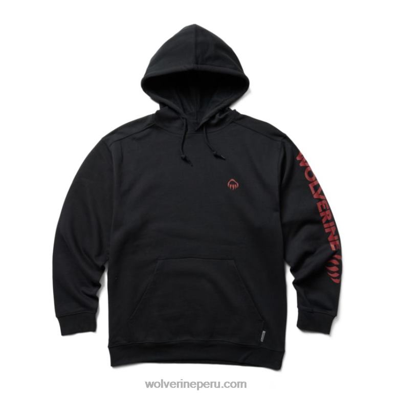 hombres L24N234 Wolverine negro logo gráfico en la manga con capucha - Imagen 1