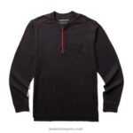hombres L24N253 Wolverine negro henley guardián de manga larga de algodón