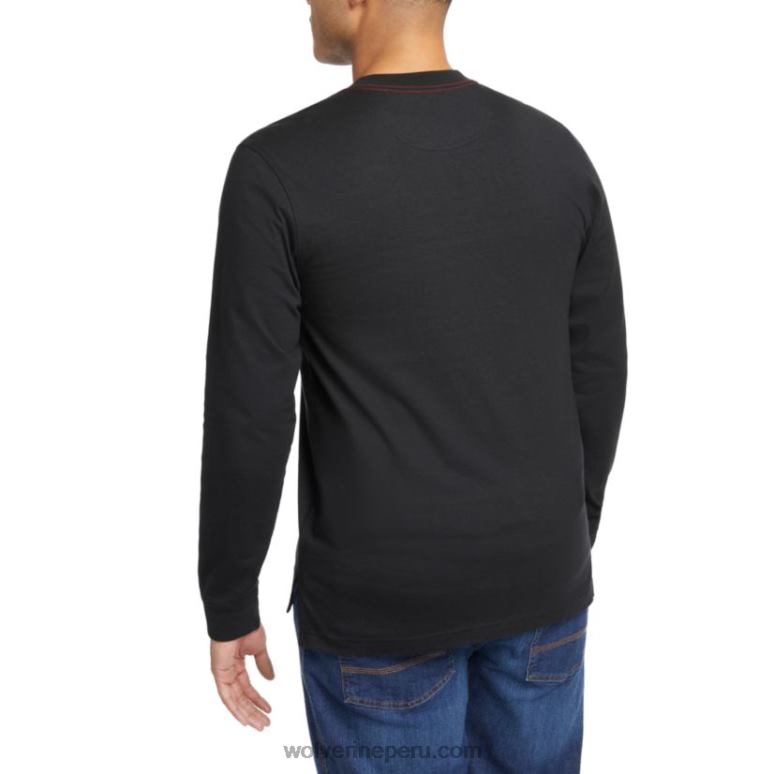 hombres L24N253 Wolverine negro henley guardián de manga larga de algodón - Imagen 5