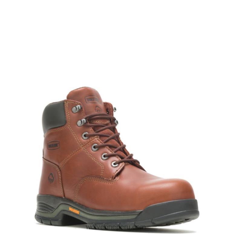hombres L24N29 Wolverine marrón bota de trabajo Harrison con cordones y punta de acero de 6" - Imagen 2