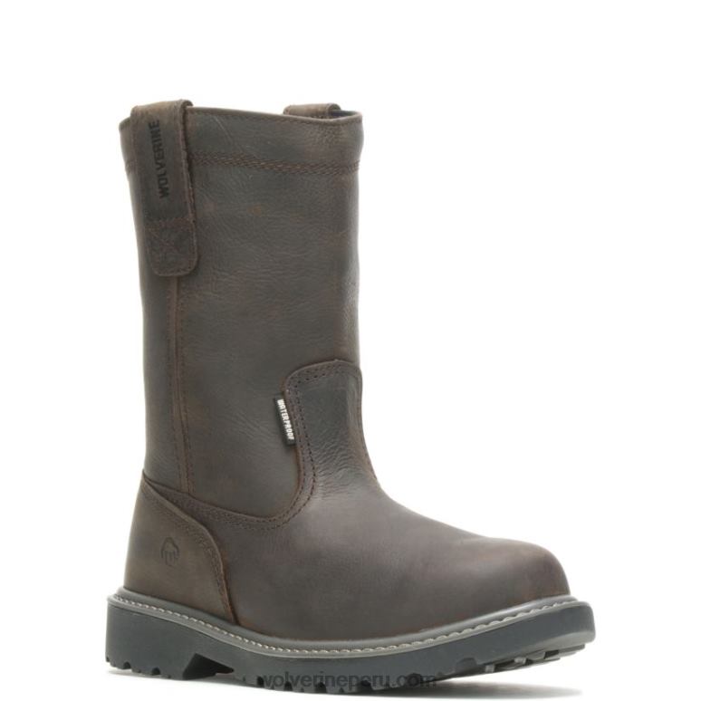 hombres L24N46 Wolverine marron oscuro Floorhand impermeable con punta de acero 10" wellington - Imagen 2