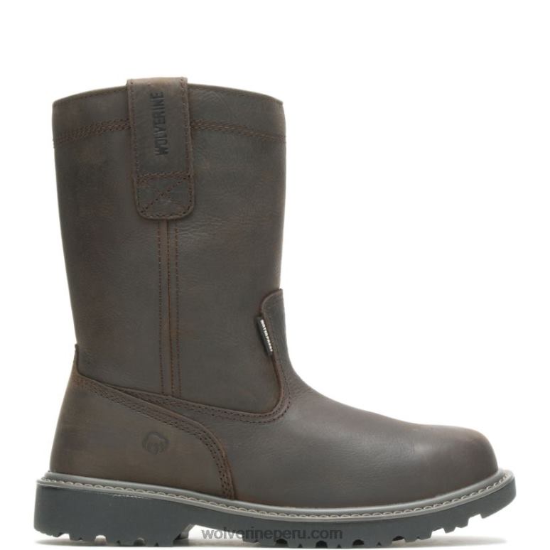 hombres L24N46 Wolverine marron oscuro Floorhand impermeable con punta de acero 10" wellington - Imagen 1
