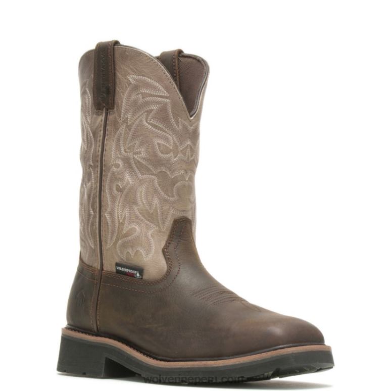 hombres L24N64 Wolverine topo/marrón botas de trabajo impermeables con puntera de acero rancher - Imagen 2