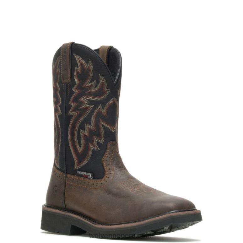 hombres L24N70 Wolverine marrón oscuro botas de agua impermeables con puntera de acero rancher - Imagen 2