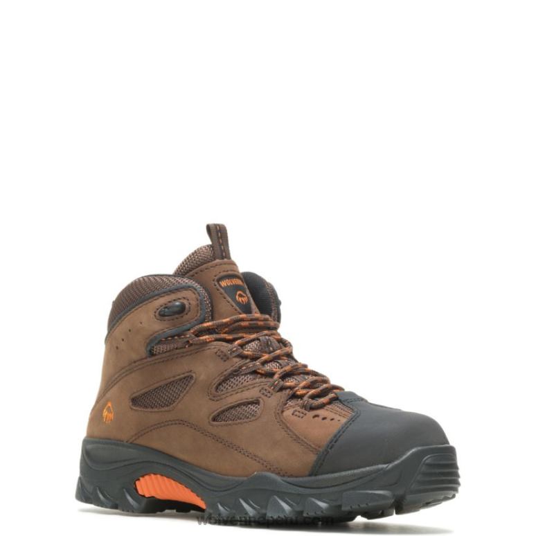 hombres L24N89 Wolverine marrón oscuro/negro bota de trabajo hudson con punta de acero - Imagen 2