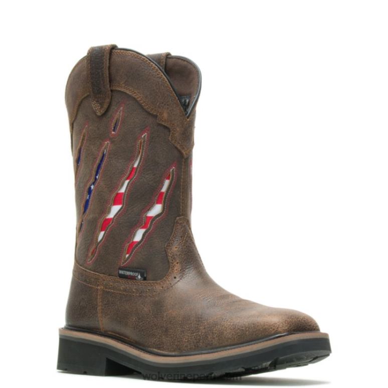 hombres L24N92 Wolverine marrón/bandera Botas de agua con puntera de acero y garra ranchera - Imagen 2