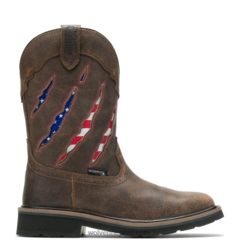 hombres L24N92 Wolverine marrón/bandera Botas de agua con puntera de acero y garra ranchera - Imagen 1