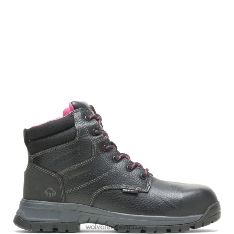 mujer L24N103 Wolverine negro bota de trabajo impermeable piper con punta de material compuesto de 6" - Imagen 1