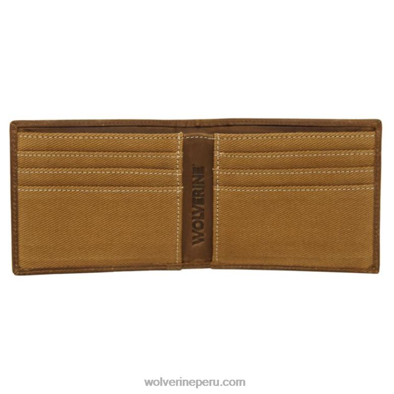unisexo L24N316 Wolverine marrón/castaño cartera plegable de lona y piel - Imagen 3